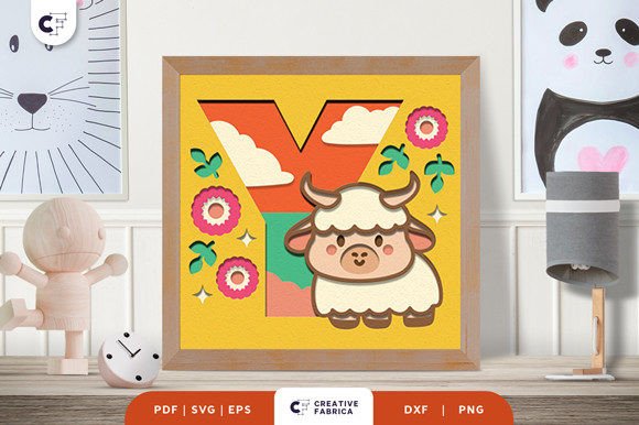 Alphabet Animal Letter Y 3D SVG for Fun Birthdays