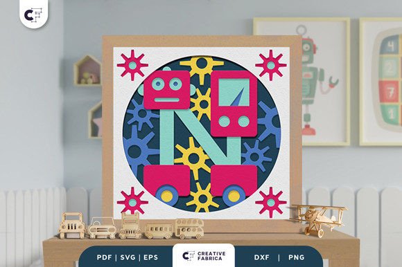 Alphabet Robot Letter N 3D SVG for Fun Birthdays