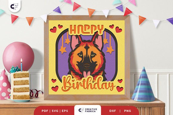 Birthday German Shepherd 3D SVG for Festive Branding