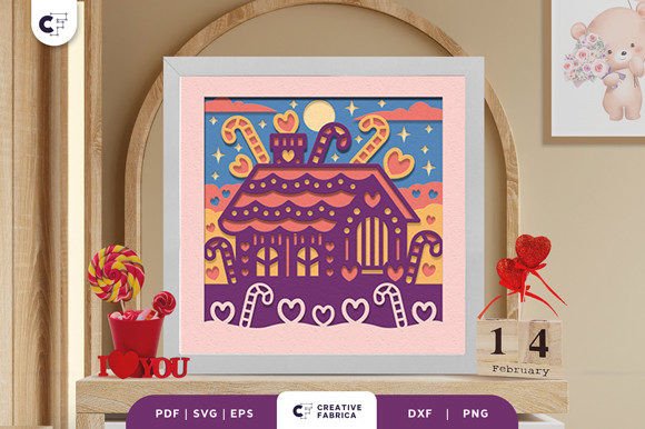 Candy House Valentine 3D SVG for Valentine S Day Shops