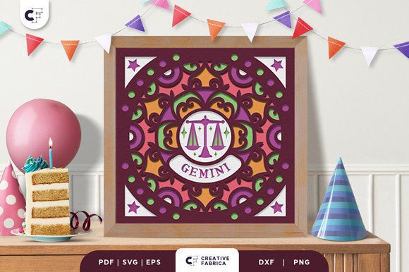 Gemini Mandala 3D SVG for Birthdays & Blogs