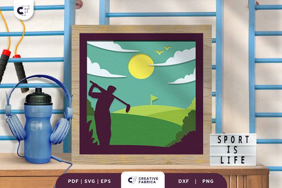 Golf Paper Cutting Light Box SVG: 3D SVG for Sports
