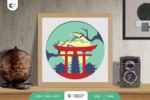Japanese Torii Gate 3D SVG for Countries Projects