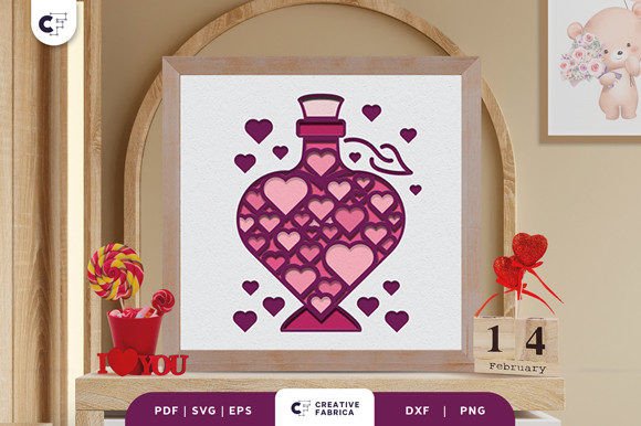 Love Potion 3D SVG for Valentine S Day Projects