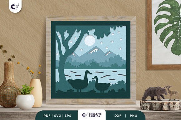 Mama and Baby Goose 3D SVG for Other Branding