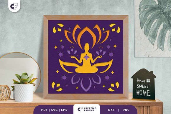 Namaste 3D Light Box Paper Cut: Yoga And Meditation 3D SVG