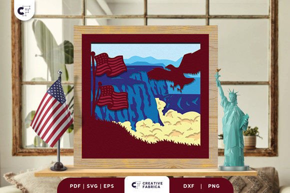 Niagara Falls Shadow Box SVG: 3D Independence Day Asset