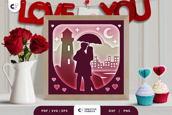 Romantic Couple in the City 3D SVG for Valentine S Day