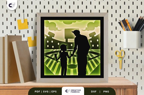 Sporty Dad and Daughter Shadow Box SVG: A 3D SVG for Father S Day