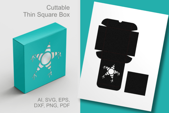 Star Pinata Holes Thin Square Favor Box 3D SVG Shapes