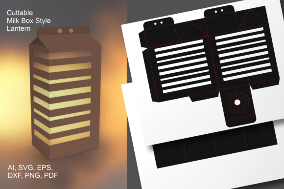 Striped Milk Box Style Lantern Template: 3D SVG Objects Review