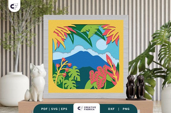 Tropical Jungle 3D Shadow Box Paper Cut: 3D SVG & Other